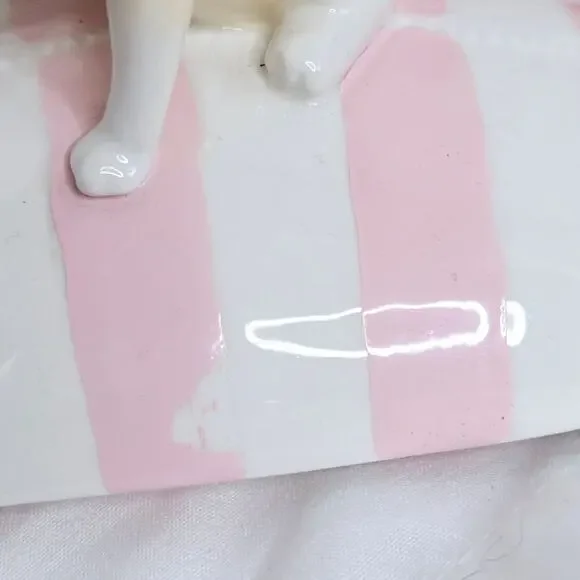 Eloise Cookie Jar from Department 56 striped Vintage y2k chair pets pink white - Picture 16 of 17